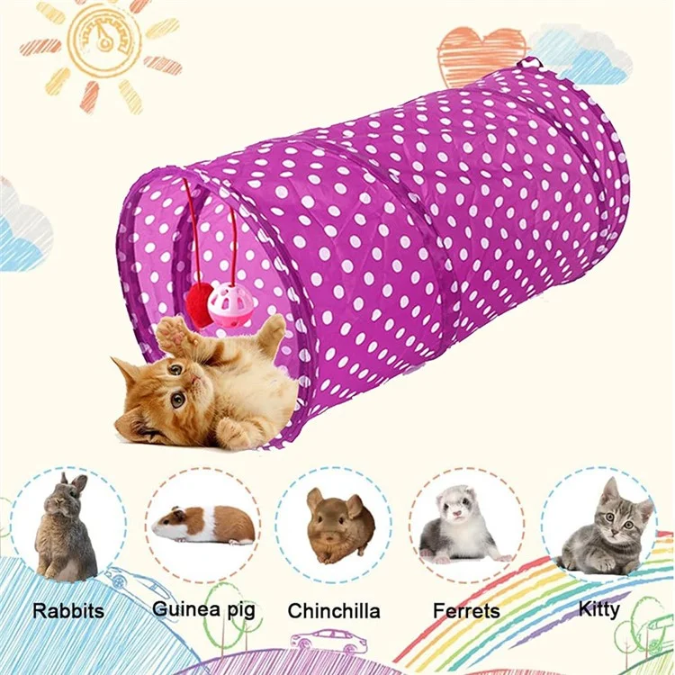 30Pcs / Set Cat Toys Set with Purple Tunnel Interactive Cat Toy Feather Fish Mouse Crinkle Balls