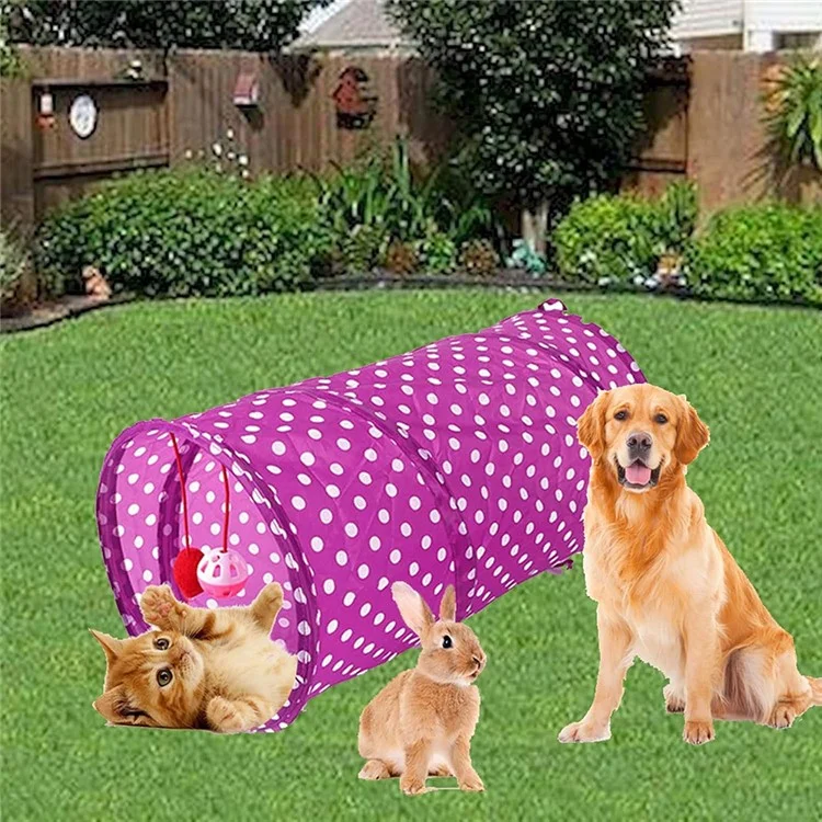 30Pcs / Set Cat Toys Set with Purple Tunnel Interactive Cat Toy Feather Fish Mouse Crinkle Balls