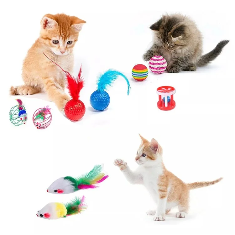 21pcs / Set Cat Toys Set Mit T-förmigen Farbenfrohen Tunnel Interactive Cat Toy Federmaus Crinkle Bugs