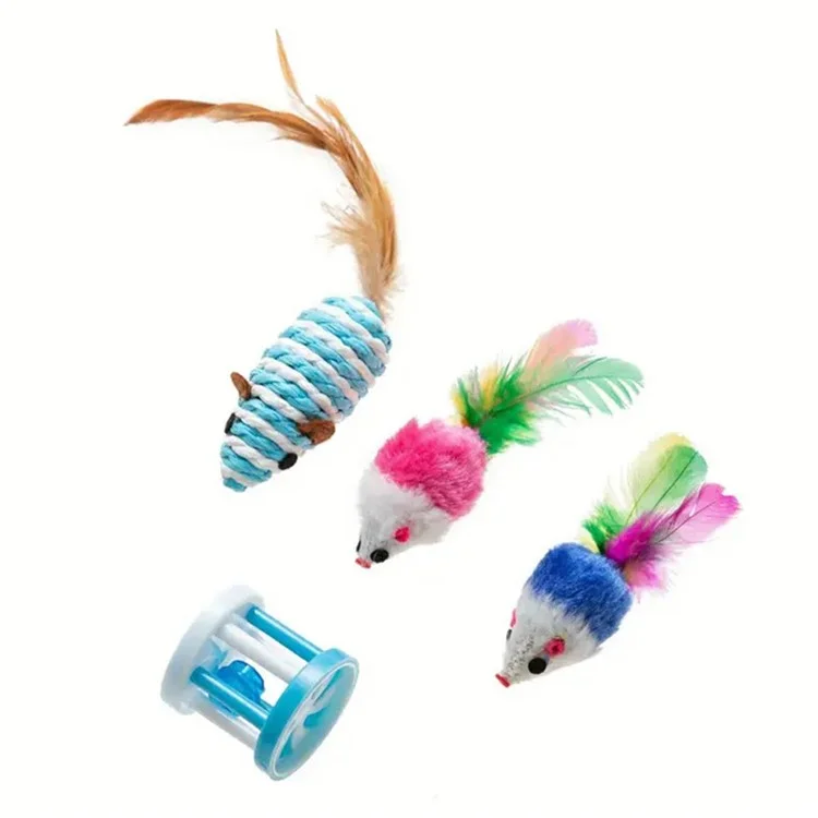 12 шт / Установите Кошачьи Мыши из Crinkle Balls Toys Set Interactive Cat Toys Catnip Teaser Teaser Пушистые Шарики Мышей