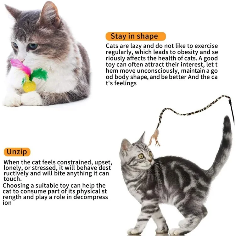 21pcs / Set Cat Toys Set Avec du Tunnel Vert Interactive Cat Toy Toy Feather Mouse Crinkle Balls