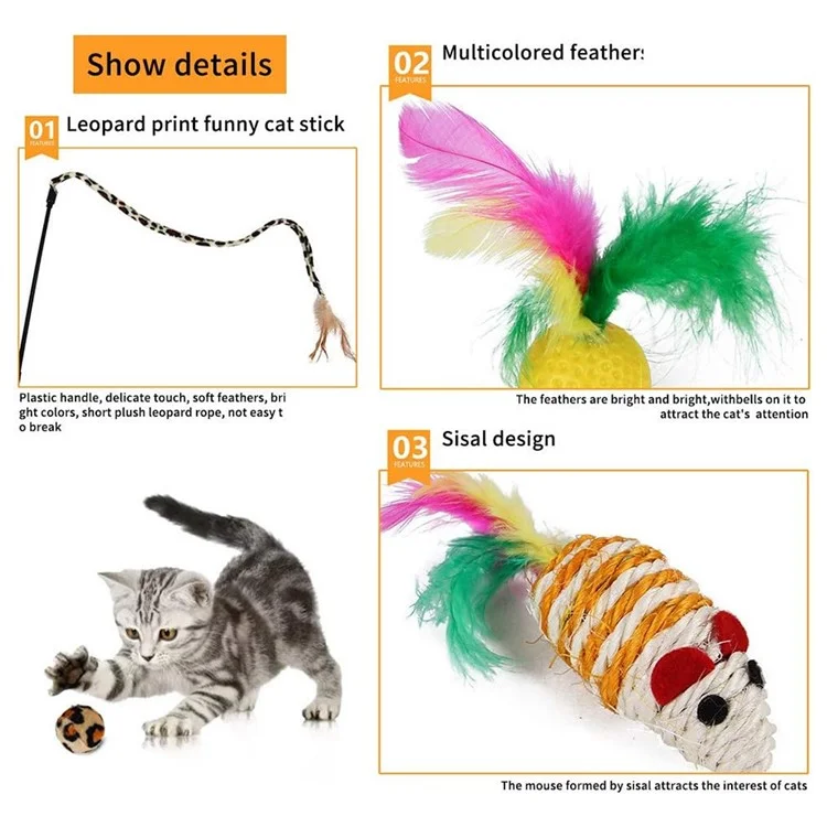 21pcs / Set Cat Toys Set Avec du Tunnel Vert Interactive Cat Toy Toy Feather Mouse Crinkle Balls