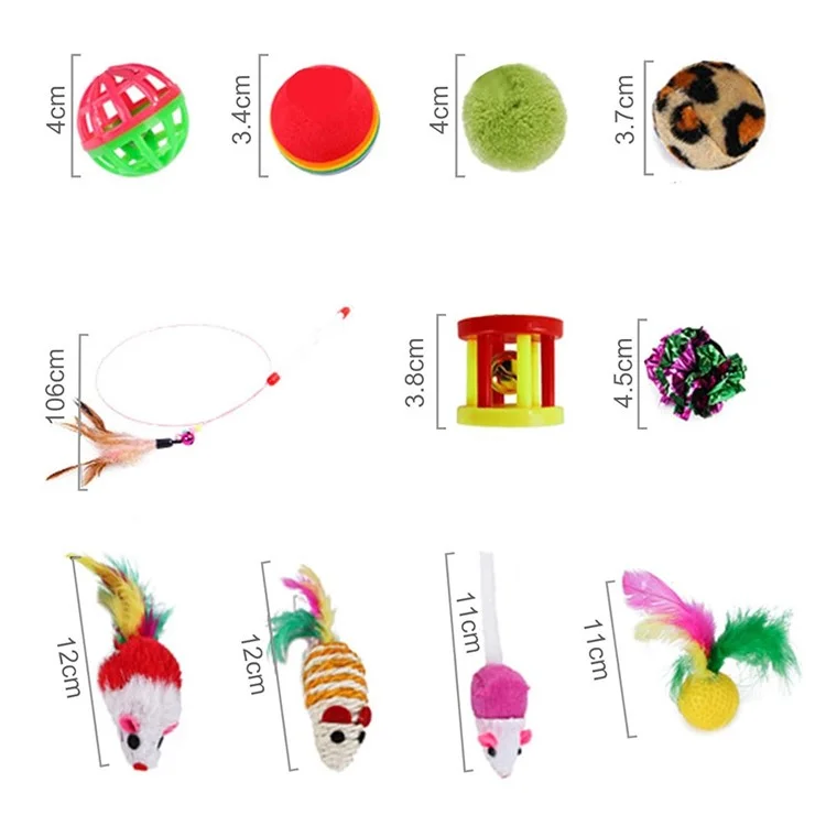 20pcs / Set Cat Mouse Balls Crinkle Balls Toys Set Interactive Cat Toys Catnip Teaser Wand Mice Mice Balls