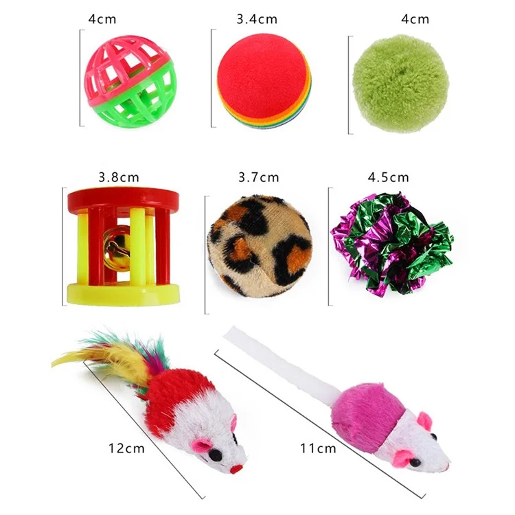 20pcs / Set Cat Mouse Balls Crinkle Balls Toys Set Interactive Cat Toys Catnip Teaser Wand Mice Mice Balls