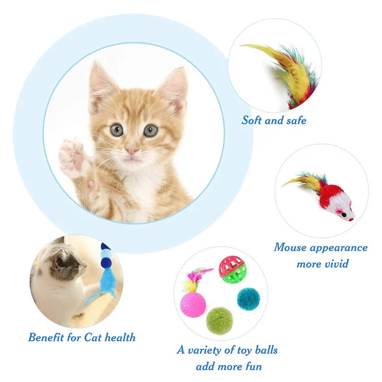 20pcs / Set Cat Mouse Balls Crinkle Balls Toys Set Interactive Cat Toys Catnip Teaser Wand Mice Mice Balls