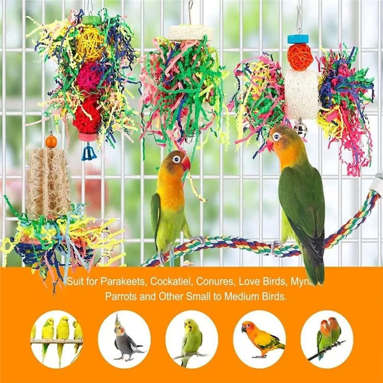4pcs / Set Parrot Toy Pet Bird Tirando de Rayas de Papel Mordaz