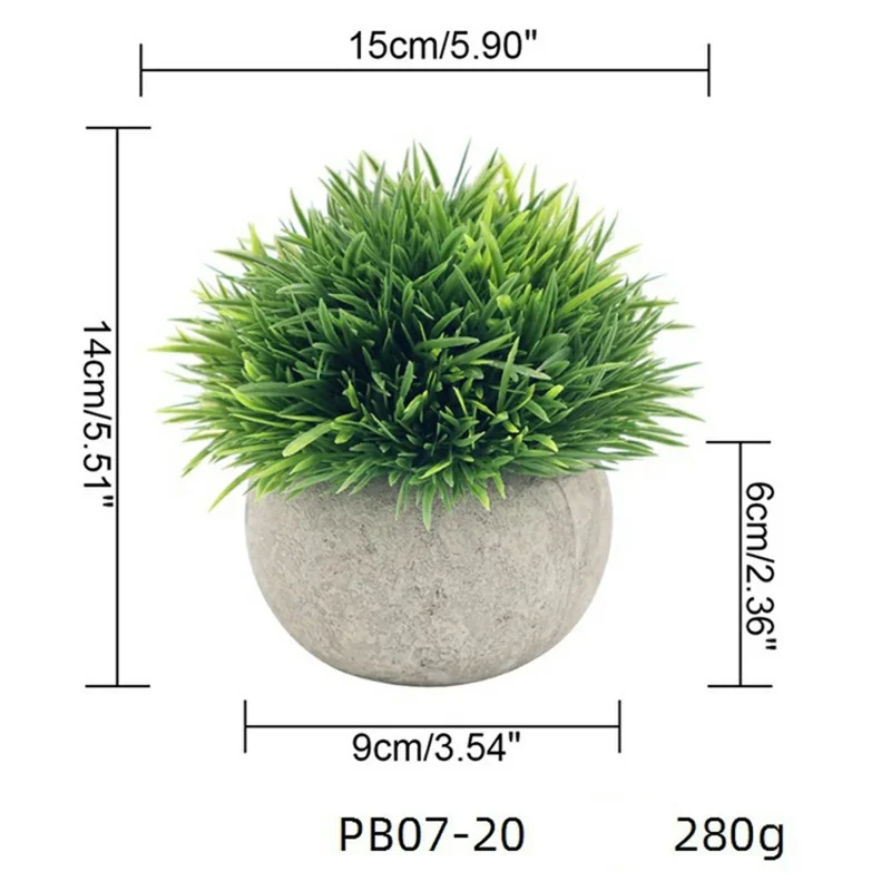 Simulation Plastic Potted Plant Artificial Grass Desktop Decoration for Living Room - PB07-20