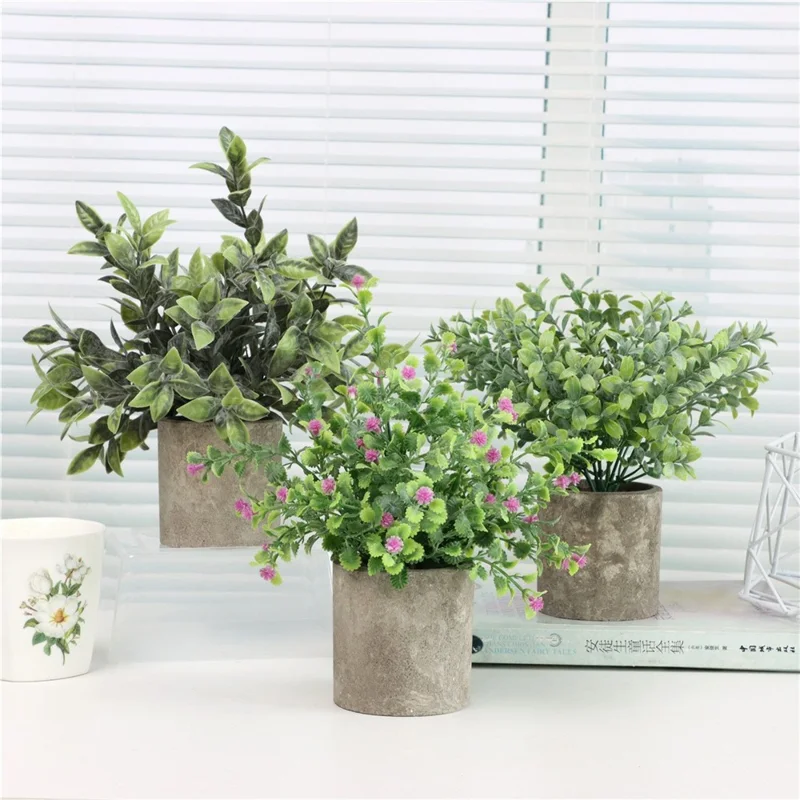 Artificial Grass Plastic Simulation Potted Plant Desktop Decoration for Living Room - PB05-11