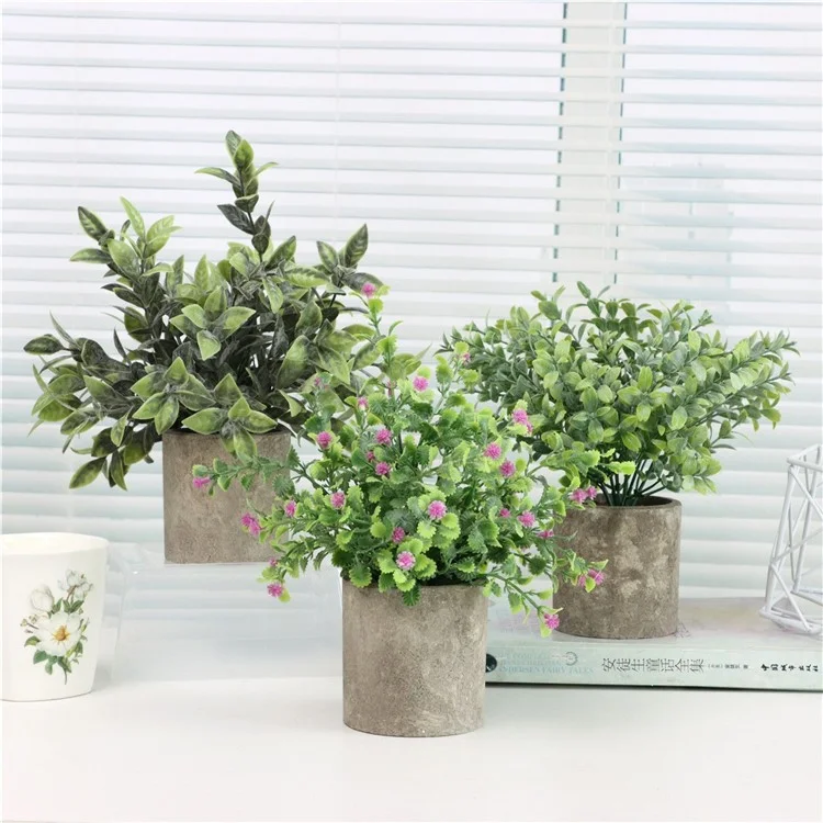 Artificial Grass Plastic Simulation Potted Plant Desktop Decoration for Living Room - PB15-4