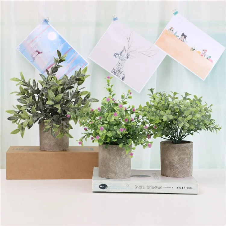 Artificial Grass Plastic Simulation Potted Plant Desktop Decoration for Living Room - PB15-4