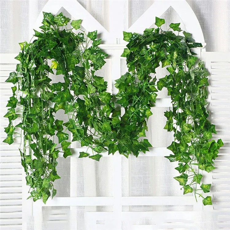 12Pcs 2.1m Simulation Leaves Rattan Plastic Green Vine Artificial Plant Wall Decoration - Ivy