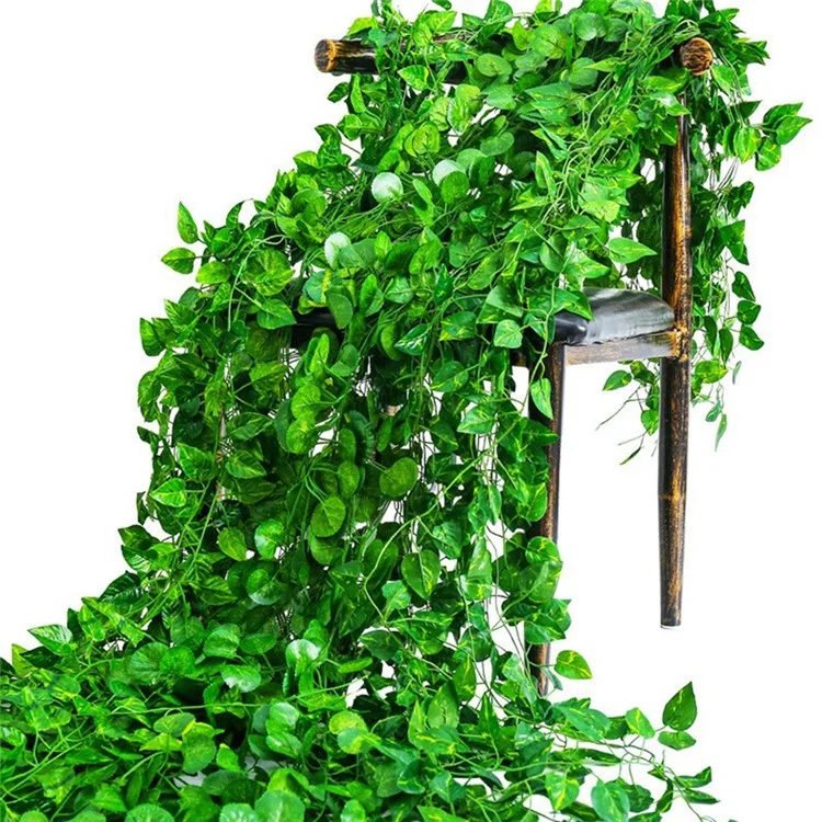 12Pcs 2.1m Simulation Leaves Rattan Plastic Green Vine Artificial Plant Wall Decoration - Ivy
