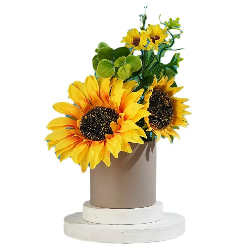 Artificial Flower Sunflower Potted Plant Desktop Counter Display Placement Decoration