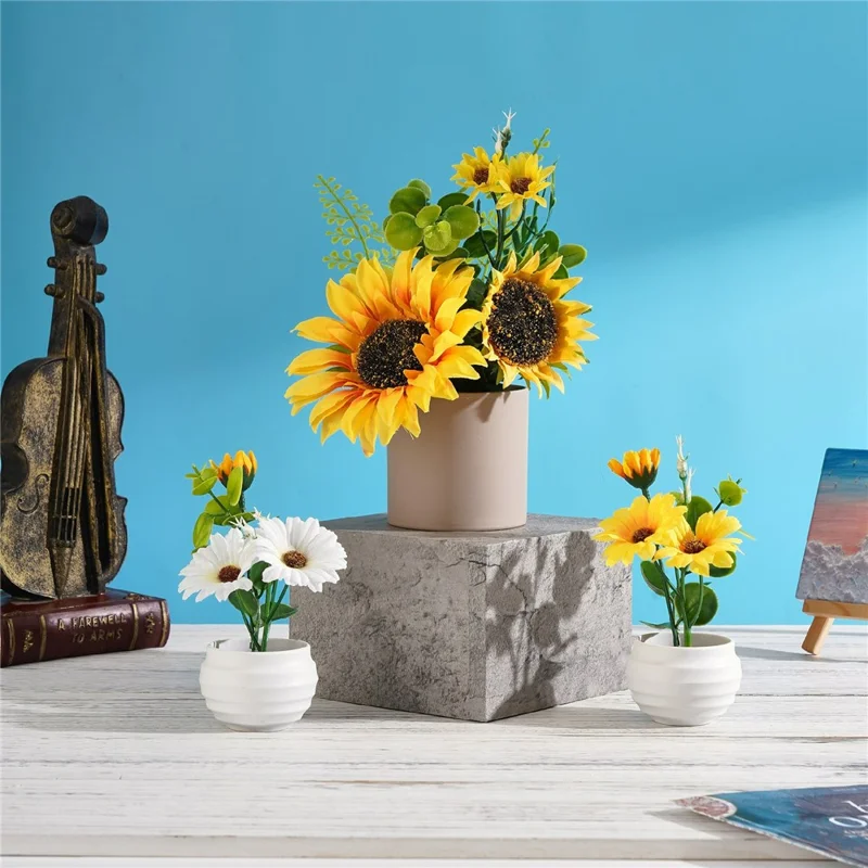 Artificial Flower Sunflower Potted Plant Desktop Counter Display Placement Decoration