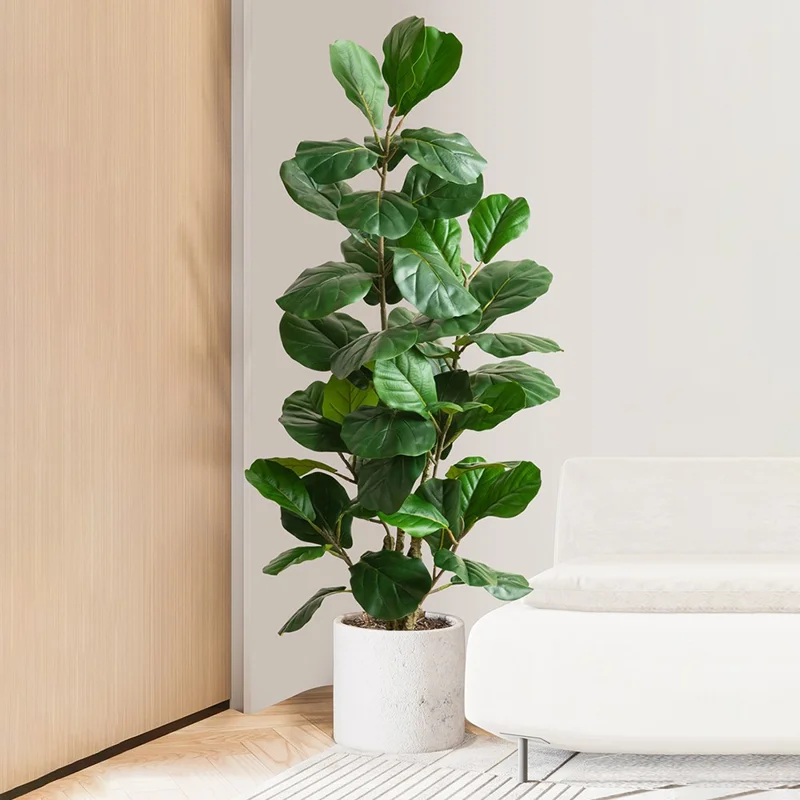 80cm Simulated Fiddle Leaf Fig Potted Plant Indoor Hall Decoration Green Plant Artificial Bionic