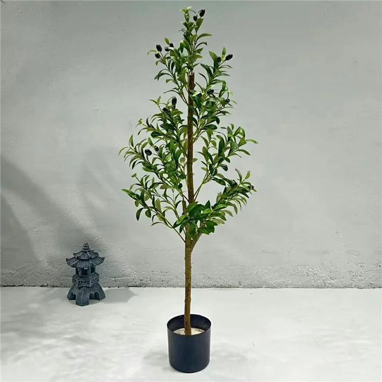 120cm Artificial Olive Tree Natural Wood Trunk Simulated Potted Plant Home Floor Decoration