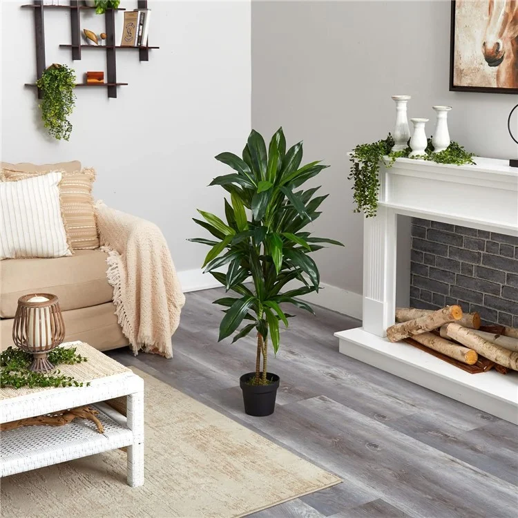 120cm Plastic Artificial Brazilian Dracaena Potted Green Plant Living Room Simulated Floor Ornament
