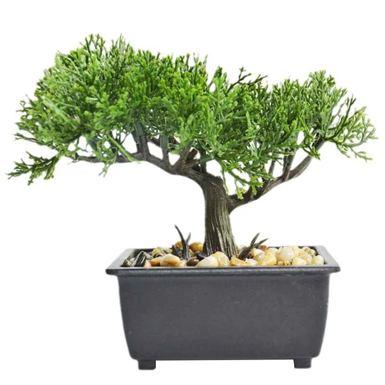 Living Room Simulation Green Plant Artificial Cypress Mini Potted Plant Office Desktop Decor