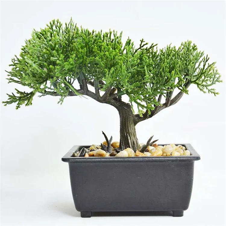 Living Room Simulation Green Plant Artificial Cypress Mini Potted Plant Office Desktop Decor