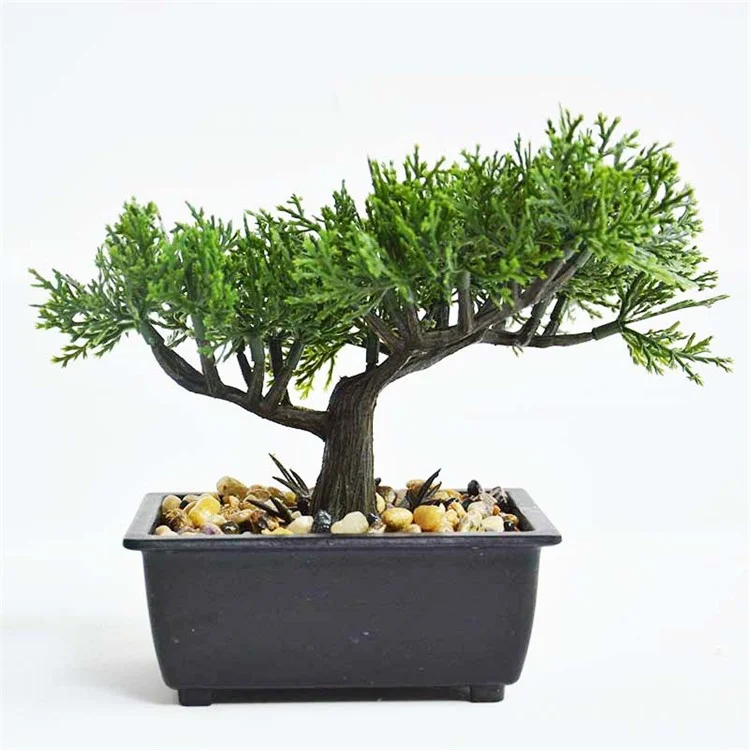 Living Room Simulation Green Plant Artificial Cypress Mini Potted Plant Office Desktop Decor