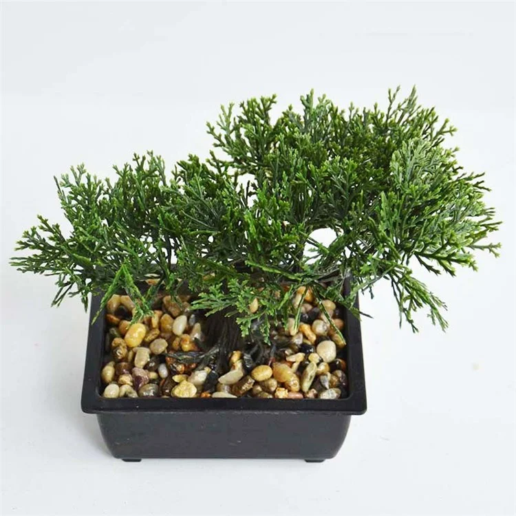 Living Room Simulation Green Plant Artificial Cypress Mini Potted Plant Office Desktop Decor