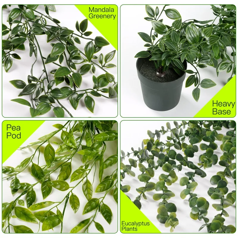 3Pcs / Set Hanging Potted Plant Simulation Eucalyptus Leaves Bonsai Home Decoration - TZ078-E+Green