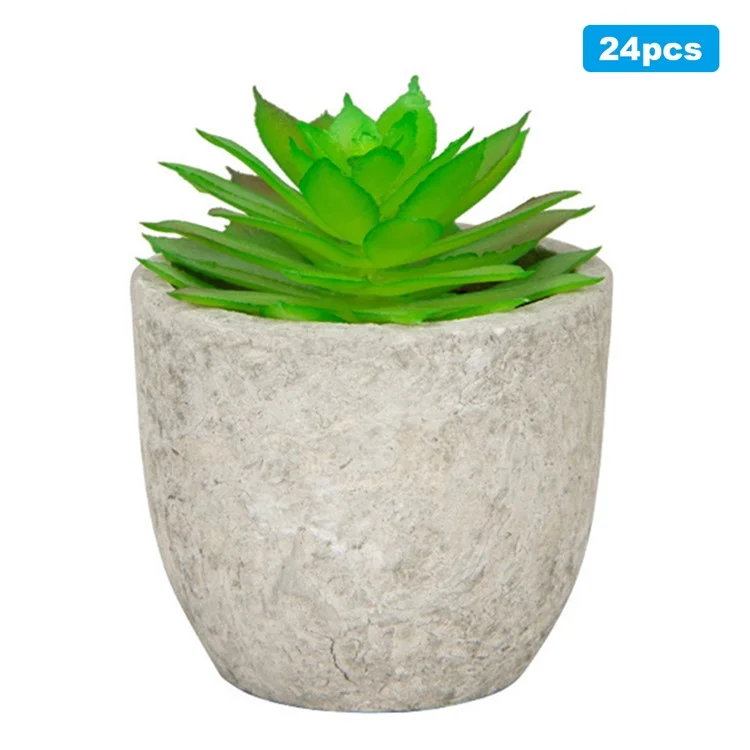 Simulação de 24pcs Suculentas Evergreen Mini Bonsai Fake Potted Plant Desktop Decor - DZ003