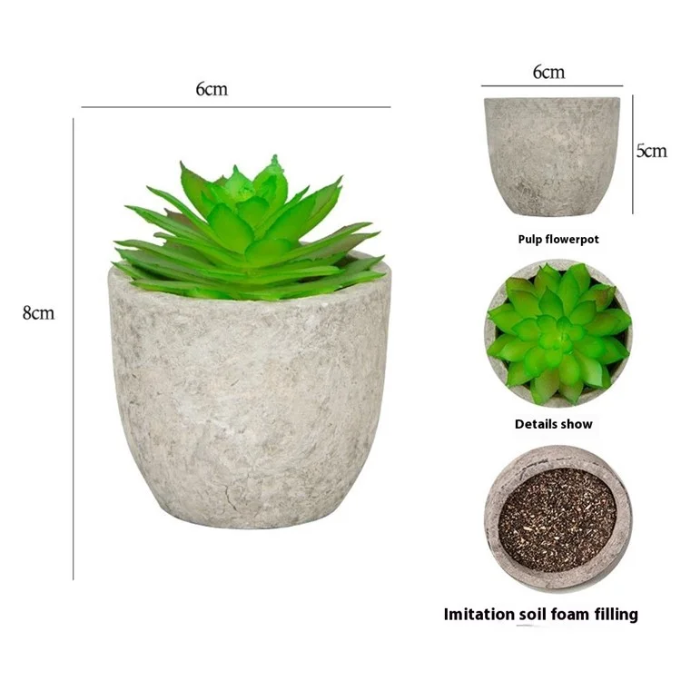 Simulação de 24pcs Suculentas Evergreen Mini Bonsai Fake Potted Plant Desktop Decor - DZ003