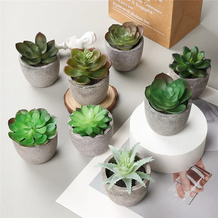 Simulação de 24pcs Suculentas Evergreen Mini Bonsai Fake Potted Plant Desktop Decor - DZ003