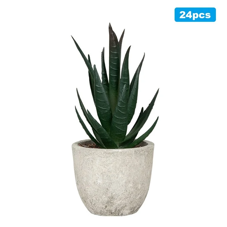 24pcs Aloe Vera Simulação Suculenta Mini Bonsai Fake Plant Desktop Decor