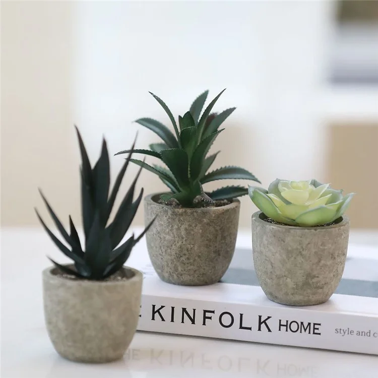 24pcs Aloe Vera Simulação Suculenta Mini Bonsai Fake Plant Desktop Decor