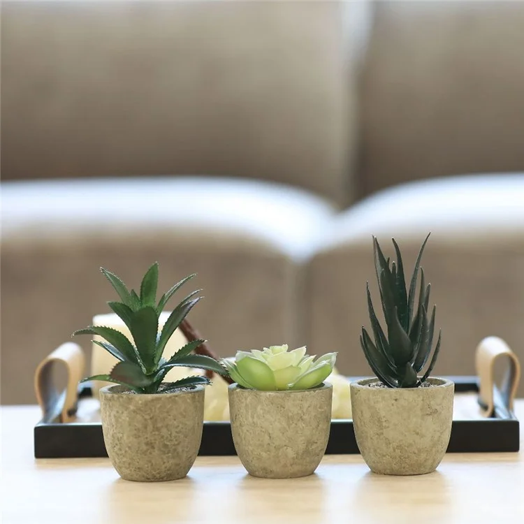 24pcs Aloe Vera Simulação Suculenta Mini Bonsai Fake Plant Desktop Decor