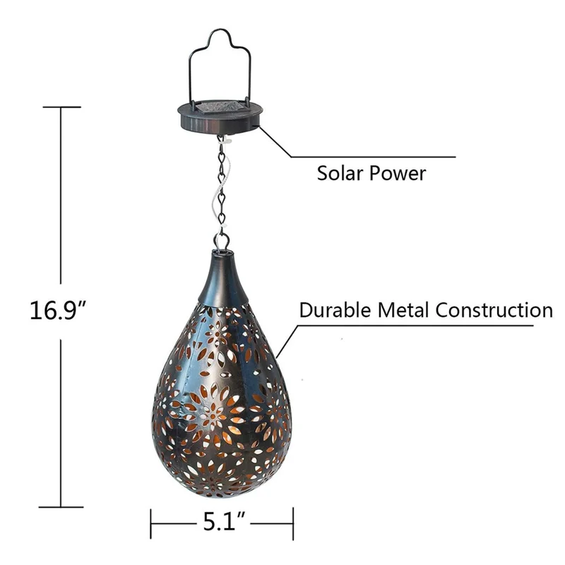 Solar Outdoor Garden Fence Hanging Light Waterproof Daisy Design Metal LED Hanging Lamp