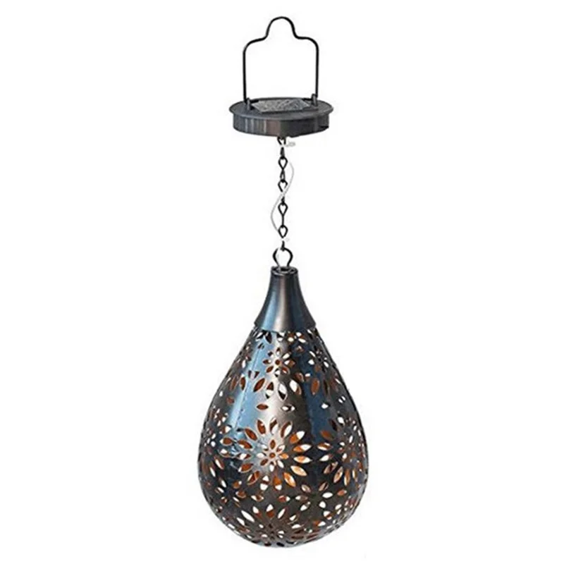 Solar Outdoor Garden Fence Hanging Light Waterproof Daisy Design Metal LED Hanging Lamp