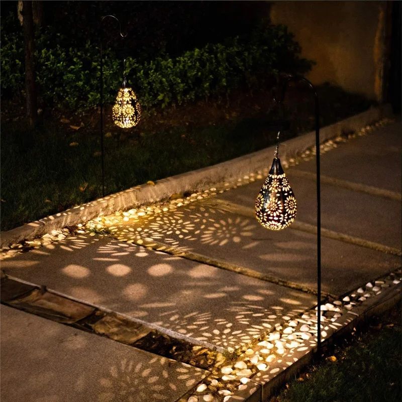 Solar Outdoor Garden Fence Hanging Light Waterproof Daisy Design Metal LED Hanging Lamp