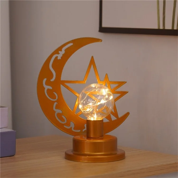 LED Night Light Battery Propreated Lampe de Lampes à la Maison Décor de la Lampe de Bureau en Fer - Étoiles et Lune