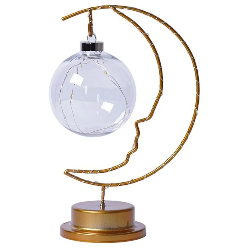 LED Moon Shape Lamp Romantic Iron Desk Lamp Ambient Lighting Night Light - Plastic Balls