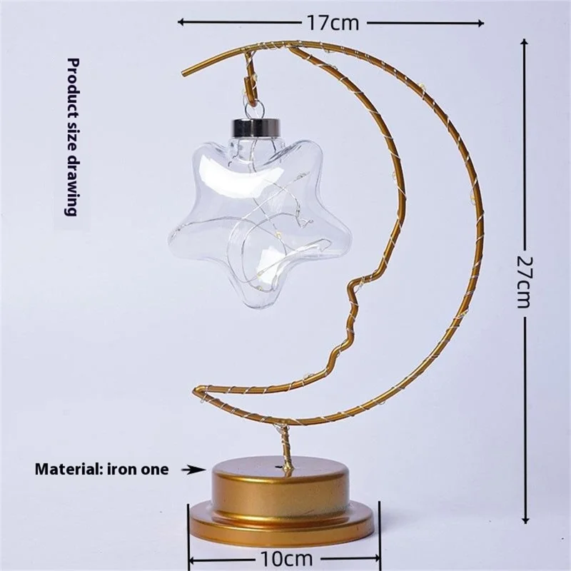 LED Moon Shape Lamp Romantic Iron Desk Lamp Ambient Lighting Night Light - Plastic Balls