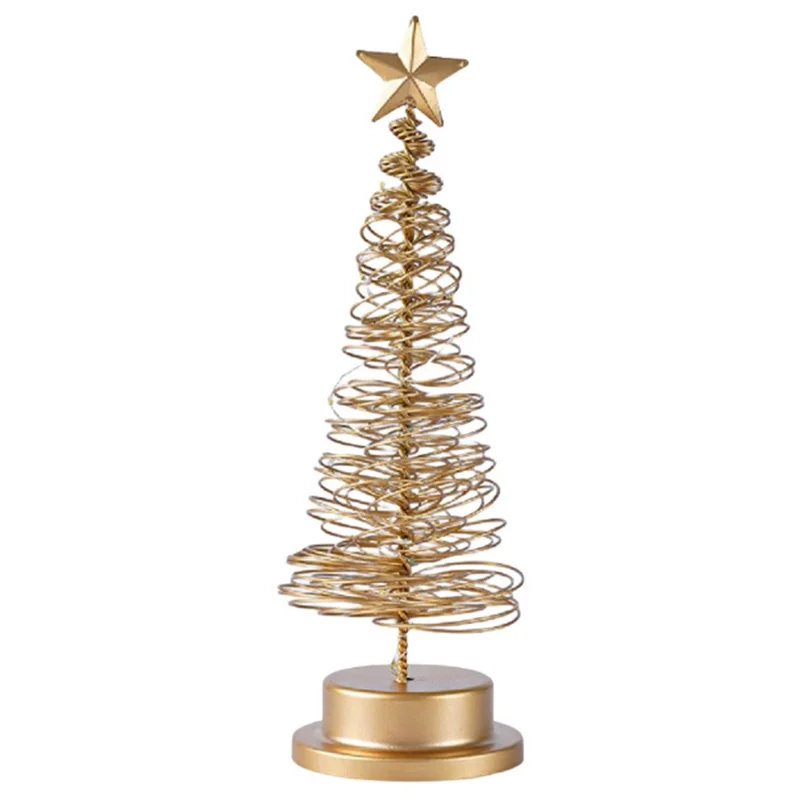 Table Top Tree LED -schreibtisch Lampe Batterie Betriebene Weihnachtsbaumeisen -lichter Home Party Dekor - Gold