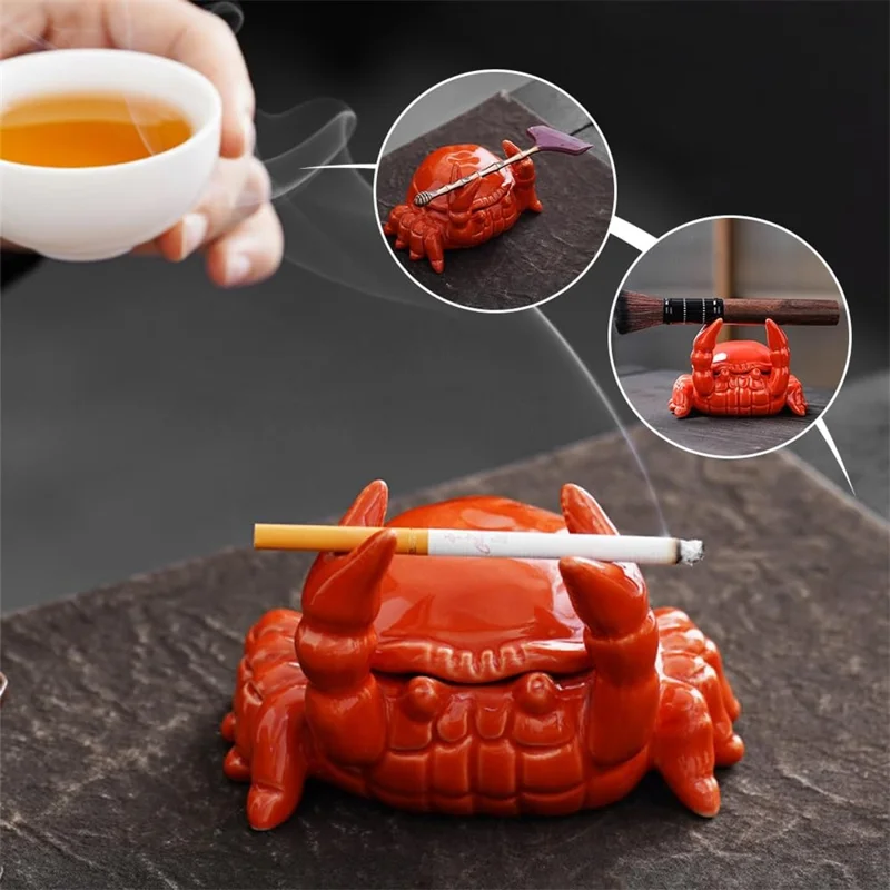 Crab Ashtray Ceramic Ashtray with Lid Lovely Creative Home Decoration