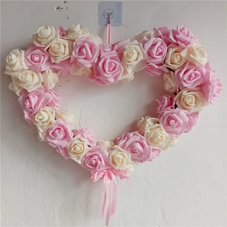Ghirlanda di Rosa Ghirlanda Forma a Forma di Cuore Fai -da -te Decorazioni Appese a Parete Rosa Per il Festival Del Matrimonio - Rosa Intenso