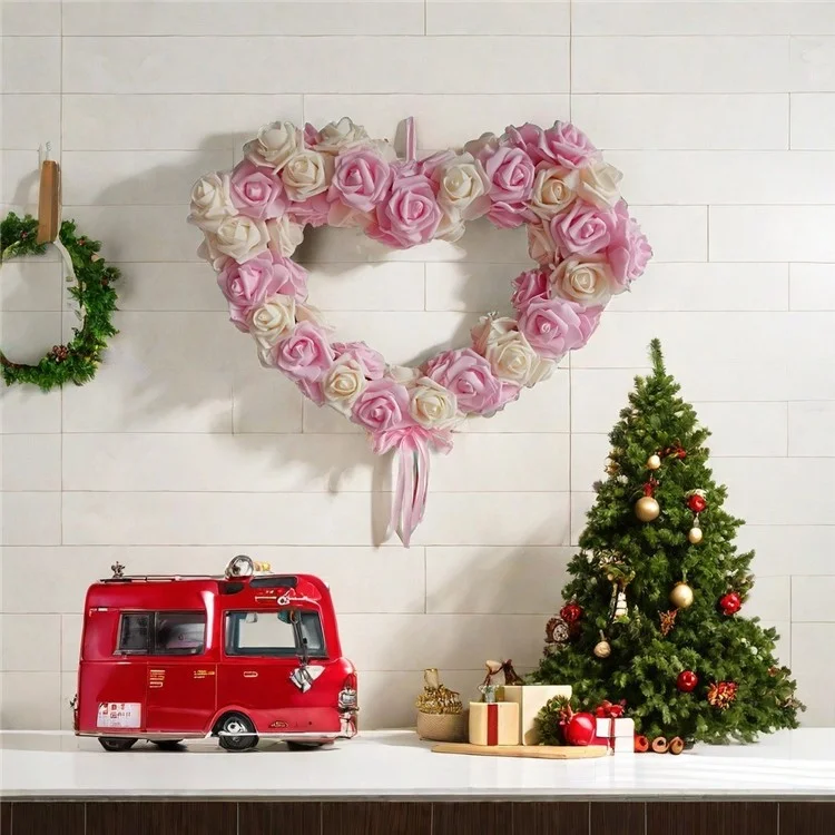 Ghirlanda di Rosa Ghirlanda Forma a Forma di Cuore Fai -da -te Decorazioni Appese a Parete Rosa Per il Festival Del Matrimonio - Rosa Intenso