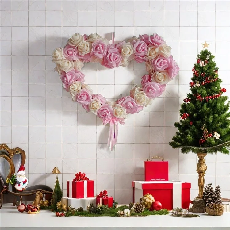 Ghirlanda di Rosa Ghirlanda Forma a Forma di Cuore Fai -da -te Decorazioni Appese a Parete Rosa Per il Festival Del Matrimonio - Rosa Intenso