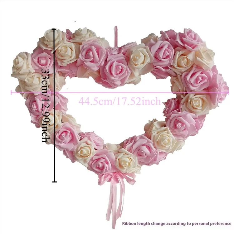 Ghirlanda di Rosa Ghirlanda Forma a Forma di Cuore Fai -da -te Decorazioni Appese a Parete Rosa Per il Festival Del Matrimonio - Rosa Intenso