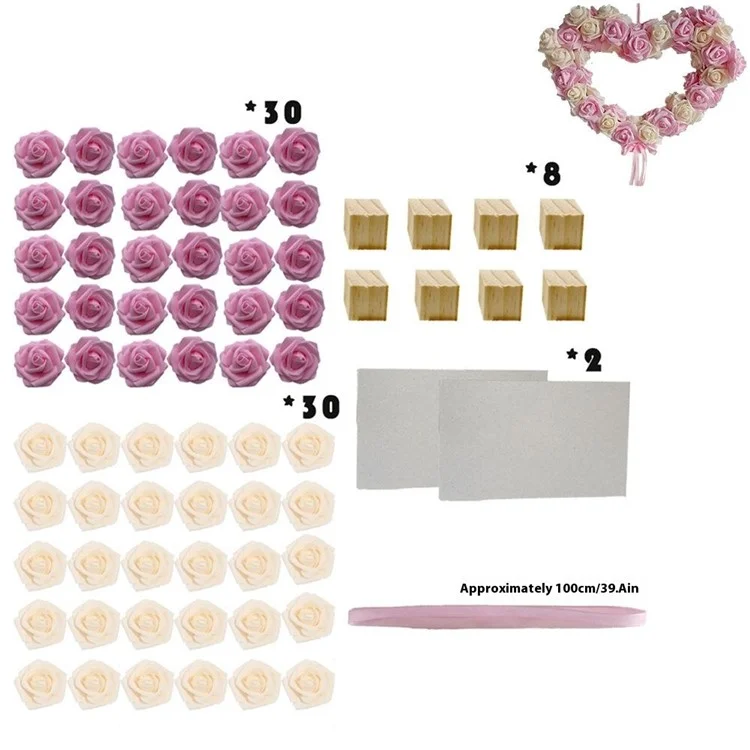 Ghirlanda di Rosa Ghirlanda Forma a Forma di Cuore Fai -da -te Decorazioni Appese a Parete Rosa Per il Festival Del Matrimonio - Rosa Intenso