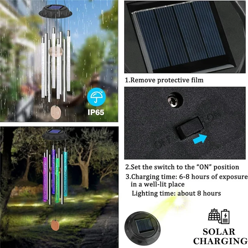Lámpara decorativa solar de 7 colores cambiantes para jardín, patio y campana de viento
