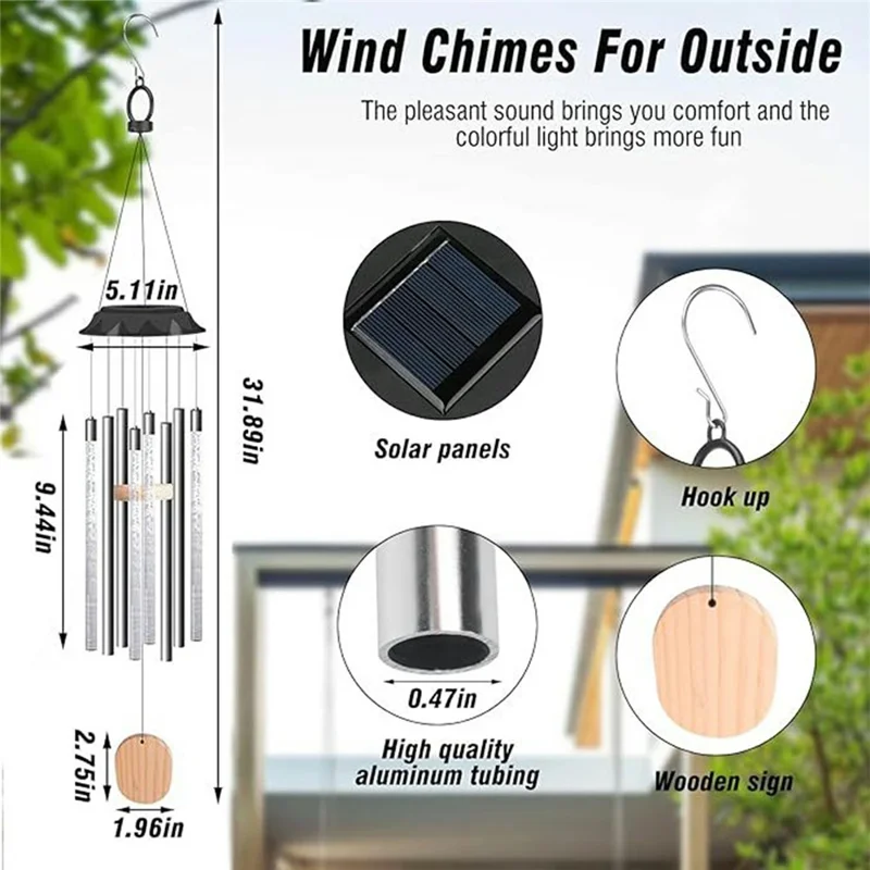 Lámpara decorativa solar de 7 colores cambiantes para jardín, patio y campana de viento