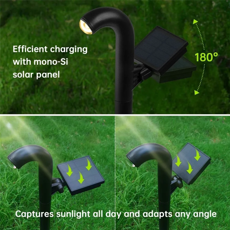 2Pcs Solar Powered Ground Stake Pathway Light Waterproof Outdoor Landscape Lamp