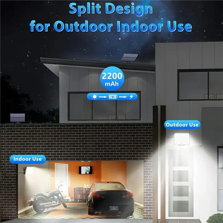 Lampe murale intelligente solaire étanche à 172 LED 300W avec détecteur de mouvement