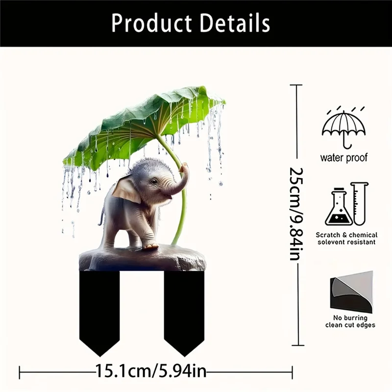 Acrylic Elephant Ground Plug Waterproof Potted Plant Home Scene Decoration